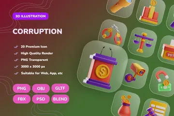 Corrupção Pacote de Icon 3D