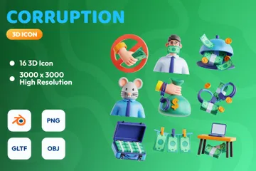 Corrupção Pacote de Icon 3D