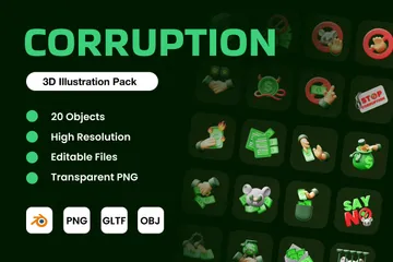 Corrupção Pacote de Icon 3D