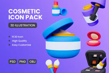 Cosmetic And Beauty Tool 3D Icon Pack