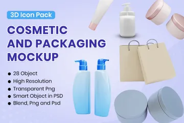 Cosmetic And Packaging Mockup 3D Icon Pack