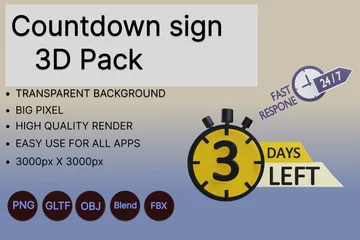 Countdown Sign 3D Icon Pack