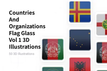 Countries And Organizations Flag Glass Vol 1 3D Flag Pack