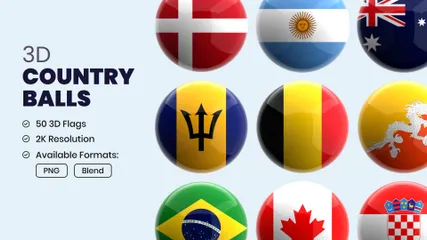 Country-Bälle 3D Icon Pack