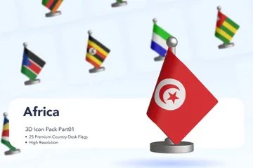 Country Desk Flags - Africa Part 01 3D Icon Pack