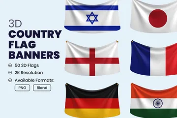 Country Flag Banners 3D Icon Pack