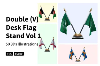 Double (V) Desk Flag Stand Vol 1