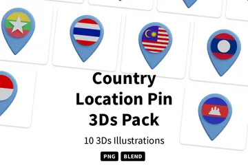 Country Location Pin 3D Icon Pack