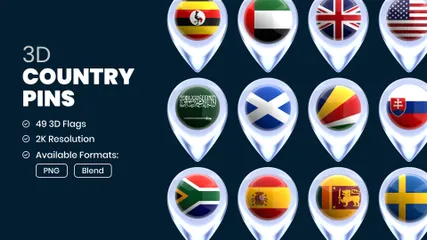 Country Pin Location 3D Icon Pack