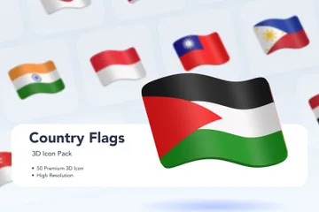 Country Waving Flags 3D Icon Pack