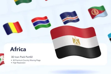 Country Waving Flags - Africa Part 02 3D Icon Pack