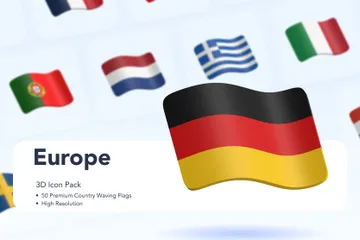 Country Waving Flags - Europe 3D Icon Pack