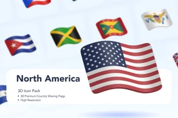 Country Waving Flags - North America 3D Icon Pack