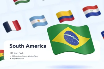 Country Waving Flags - South America 3D Icon Pack