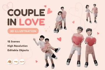 Couple amoureux Pack 3D Illustration