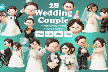 Couples de mariage Pack 3D Illustration