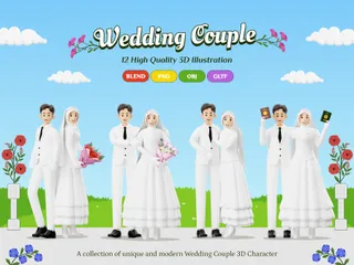 Couples de mariage Pack 3D Illustration