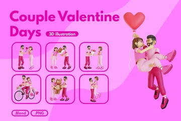 Couple Saint Valentin Pack 3D Illustration