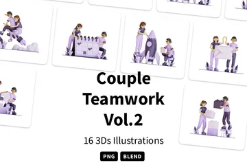 Travail d'équipe en couple Vol.2 Pack 3D Illustration