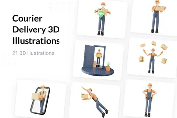 Courier Delivery 3D Illustration Pack