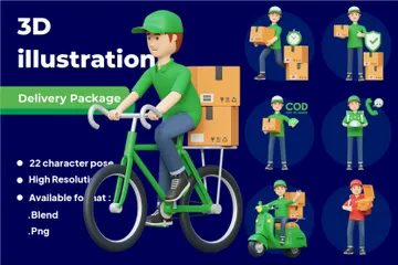Courier Delivery Package 3D Illustration Pack