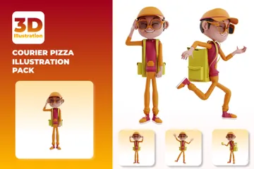 Courier Pizza 3D Illustration Pack
