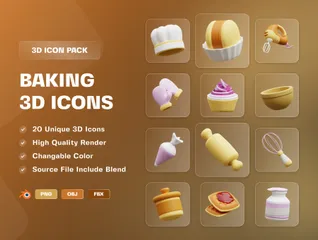 Cozimento Pacote de Icon 3D