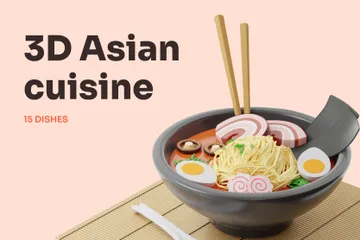 Cozinha Asiática Pacote de Illustration 3D
