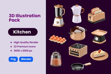 Cozinha e comida Pacote de Icon 3D