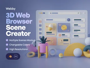 Créateur de scène de navigateur Web Pack 3D Illustration