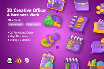 Creative Office Work 3D Icon Pack
