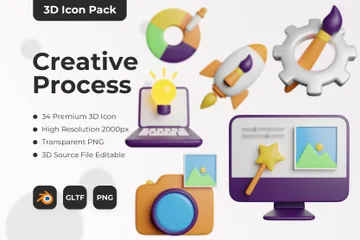 창작 과정 3D Icon 팩