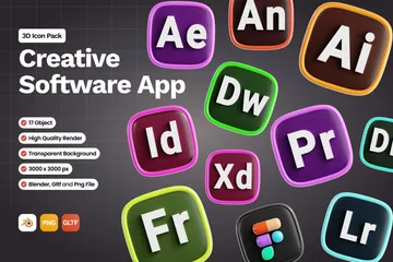 Free 크리에이티브 소프트웨어 앱 3D Icon 팩
