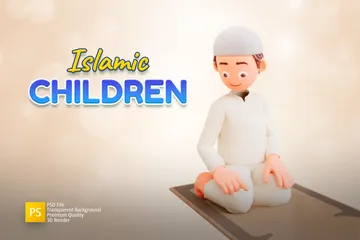 Crianças Islâmicas Pacote de Illustration 3D