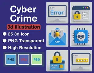 Crime Cibernético Pacote de Icon 3D