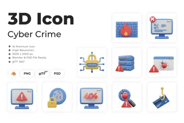 Crime Cibernético Pacote de Icon 3D