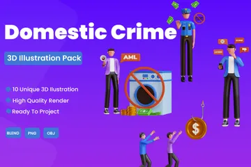 Crime doméstico Pacote de Illustration 3D