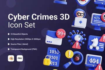 Crimes cibernéticos Pacote de Icon 3D