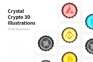 Cripto de cristal Paquete de Illustration 3D