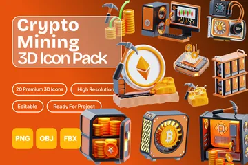 Minería criptográfica 3D Icon Pack