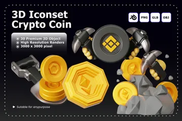 Moeda criptográfica Pacote de Icon 3D