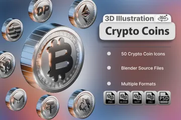 Moeda criptográfica Pacote de Icon 3D