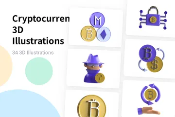 Criptomoeda Pacote de Illustration 3D