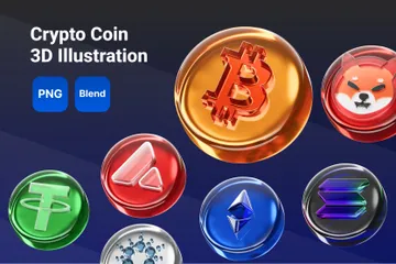 Moeda criptográfica Pacote de Icon 3D