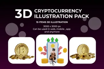 Criptomoeda Pacote de Illustration 3D