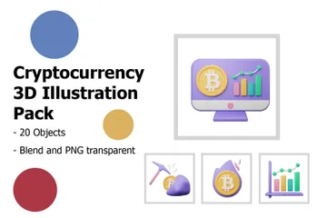 Criptomoeda Pacote de Illustration 3D