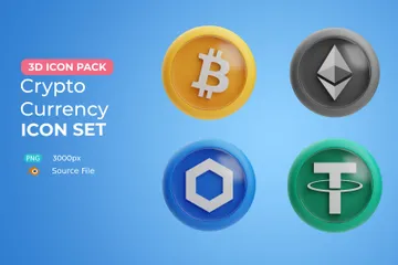 Moeda criptográfica Pacote de Icon 3D