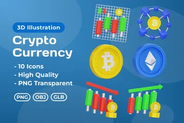 Moeda criptográfica Pacote de Icon 3D