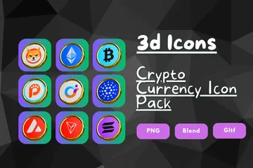 Moeda criptográfica Pacote de Icon 3D