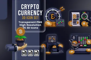 Moeda criptográfica Pacote de Icon 3D